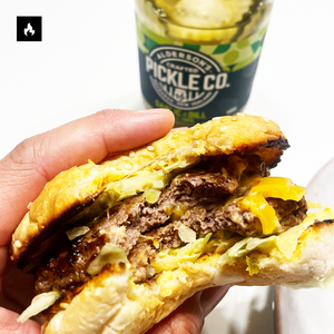 Garlic & Dill Pickles on Cheese Burger
